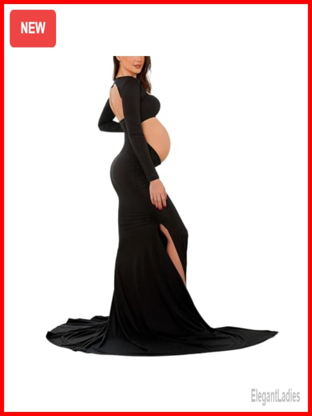 Maternity Maxi Dress Photoshoot Backless Cut-Out Side Split Gown